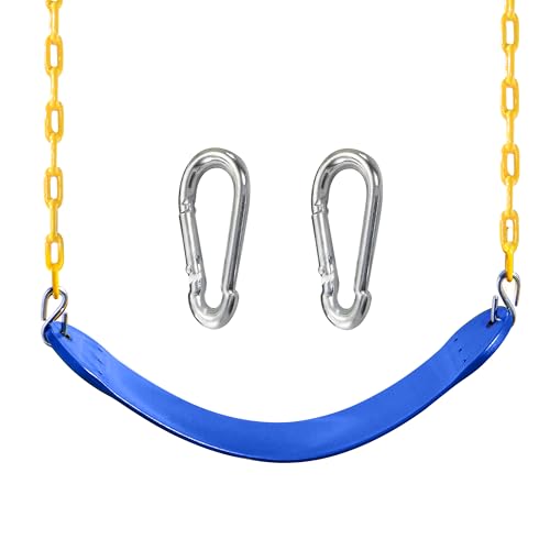 TURFEE Swing for Outdoor Swing Set - Pack of 1 Swing Seat Replacement Kit with Heavy Duty Chains - Backyard Swingset Playground Accessories for Kids (Blue)