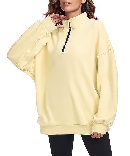 Oversized Sweatshirt for Womens Half Zip Pullover Top Casual Long Sleeve Fleece Sweatshirt Wine Red