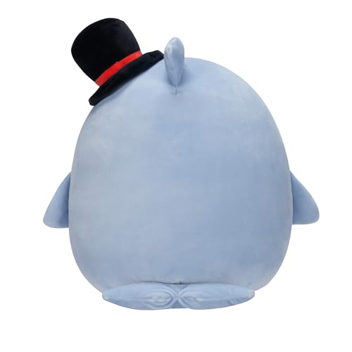 Squishmallows Original 12-Inch Samir Blue Whale with Heart Top Hat and Red Bow Tie - Official Jazwares Plush