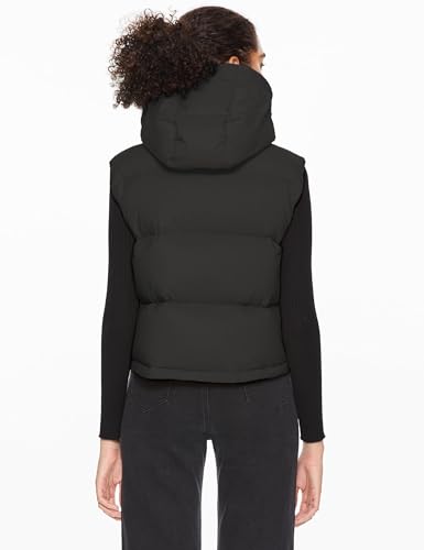 Orolay Women's Cropped Puffer Vest - Hooded Sleeveless Down Jacket Stand Collar Gilet with Pockets Black Small