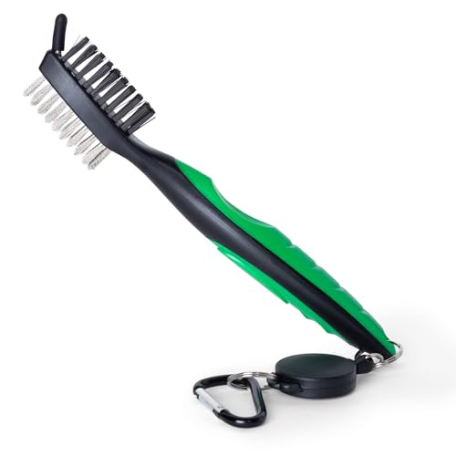 Wedge Guys Golf Club Brush Groove Cleaner with Retractable Zip-line and Aluminum Carabiner Cleaning Tools