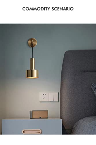 KEFA Battery Operated Wall Lights Indoor with Remote, 2 Pieces of Bedroom Bedside Chandelier Modern Minimalist LED Light Luxury Living Room Study Wall Lamp Porch Staircase Aisle Lamps, Gold