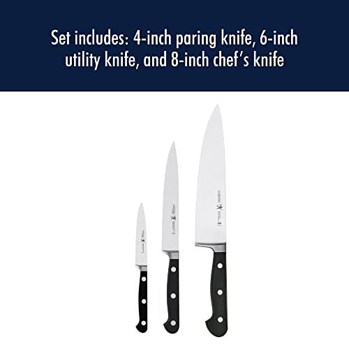 HENCKELS Classic Razor-Sharp 3-Piece Kitchen Knife Set, Chef Knife, Paring Knife, Utility Knife, German Engineered Informed by 100+ Years of Mastery, Stainless Steel