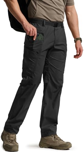 CQR Men's Quick Dry Tactical Pants, Water Resistant Outdoor Pants, Lightweight Stretch Cargo Work Hiking Pants, Runyon Cargo Pants Charcoal, 32W x 32L