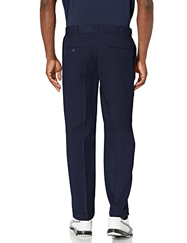 PGA TOUR Men's Flat Front Printed Golf Pants, Blurred Plaid Black Iris, 38W x 32L