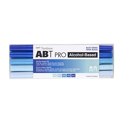 Tombow 56967 ABT PRO Alcohol Markers, Yellow Tones, Set of 5 Colors – Dual Tip, Permanent Art Markers Feature Chisel and Brush Tips Perfect for Coloring, Sketching, and Creating Color Gradients