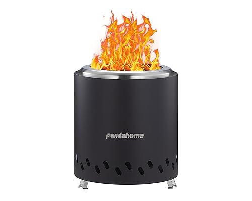 PANDAHOME Smokeless Tabletop Fire Pit with Foldable Stands | Fireplace for Urban&Suburbs | Fueled by Pellets or Wood, Durable Stainless Steel with Travel Bag, Safe Burning, 10 x8.6 IN, 2.8 lbs, Silver