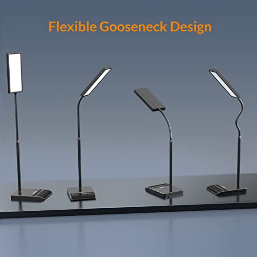 LEPOWER Desk Lamp, 800LM LED Desk Lamp for Home Office, 12W Reading Lamp for Desk, Eye-Caring Light, Touch Table Lamp, Gooseneck Lamp, 50 Lighting Modes, Bright Desk Lamps for Bedroom, Study (Black)