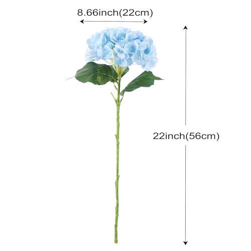 Coferset 5pcs Artificial Hydrangea Flowers Real Touch 20 inch Lifelike Hydrangea Flower for Home Wedding Office Party Living Room Decoration (Baby Blue)