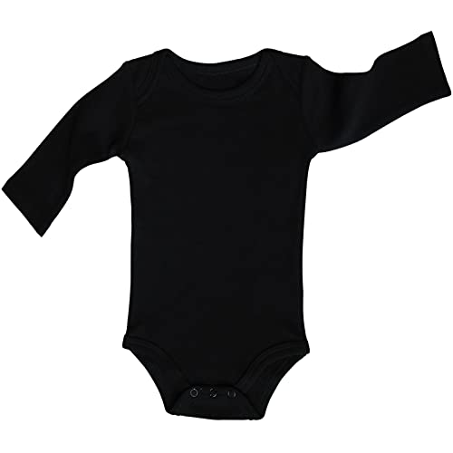 JWWN 3 Pack Baby Boys Long Sleeve Romper 100% Cotton Solid Color Infant Bodysuit,(Black,3M)