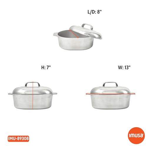 IMUSA 11in H. Cajun Cast Aluminum Oval Roaster with Lid