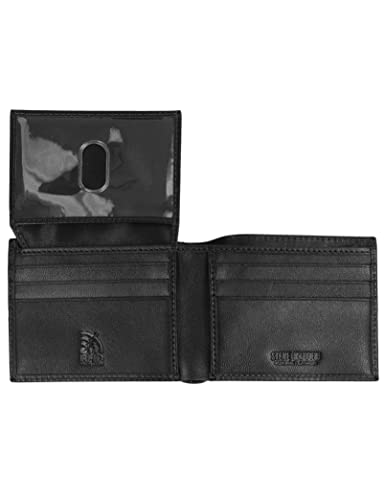 Steve Madden Men's Leather Wallet Extra Capacity Attached Flip Pockets, Black (Glove), One Size