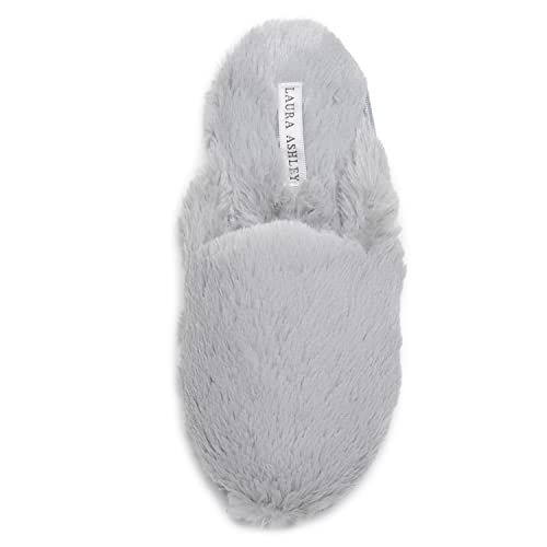 Laura Ashley Scuff Slippers, Plush Animal Print Slip-Ons for Women with Memory Foam Insole, Pink, Medium