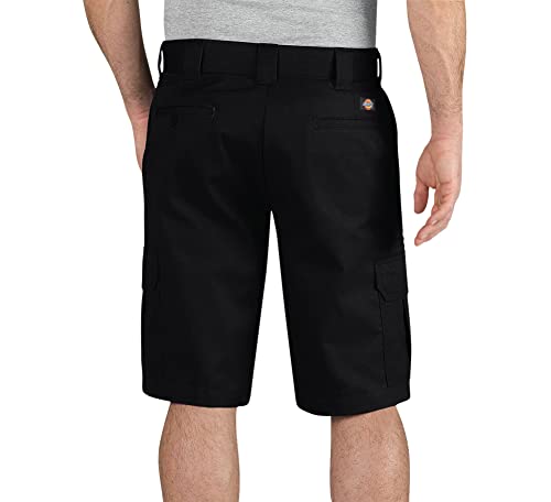 Dickies Men's 11 Inch Regular Fit Stretch Twill Cargo Short, Black, 30