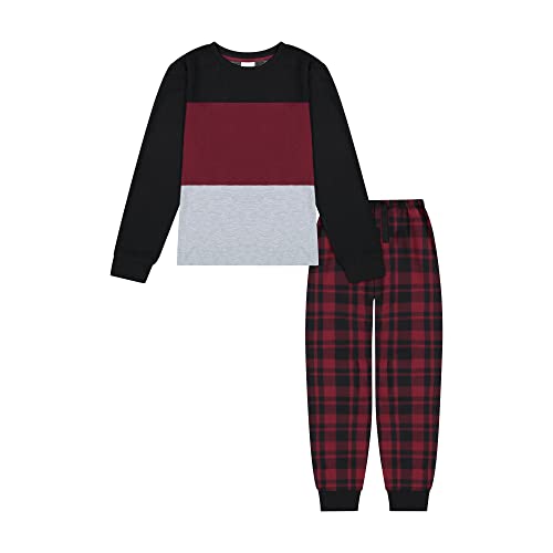 US Angels Dreamlife Boys Pajama Sleepwear Set, Super Soft and Cozy 2 Piece Long Sleeve Pants Set, Maroon, 8