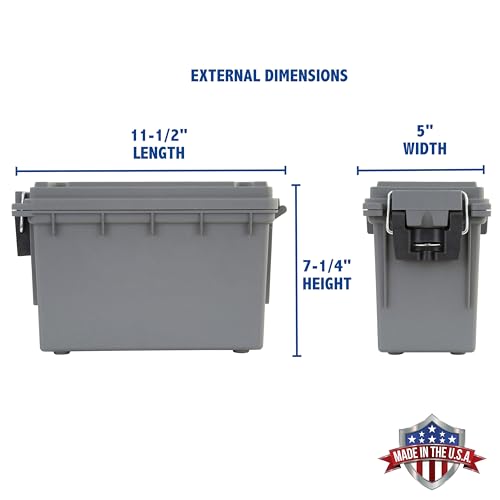 Sheffield 12628 Field Box, Pistol, Rifle, or Shotgun Ammo Storage Box, Tamper-Proof Locking Ammo Can, Water Resistant, Made in The U.S.A, Stackable, Gray