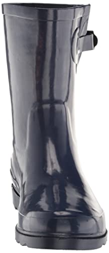 Western Chief Women Solid Mid Height Waterproof Rain Boot, Navy Gloss, 6