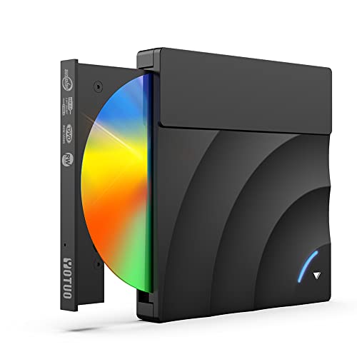 YOTUO External CD Drive, Portable USB 3.0 Type-C CD/DVD RW Drive Player, CD ROM Rewriter Burner Optical Disc Drive Compatible with Laptop Desktop PC for Windows 7/8/11/10 Mac MacBook Pro/Air