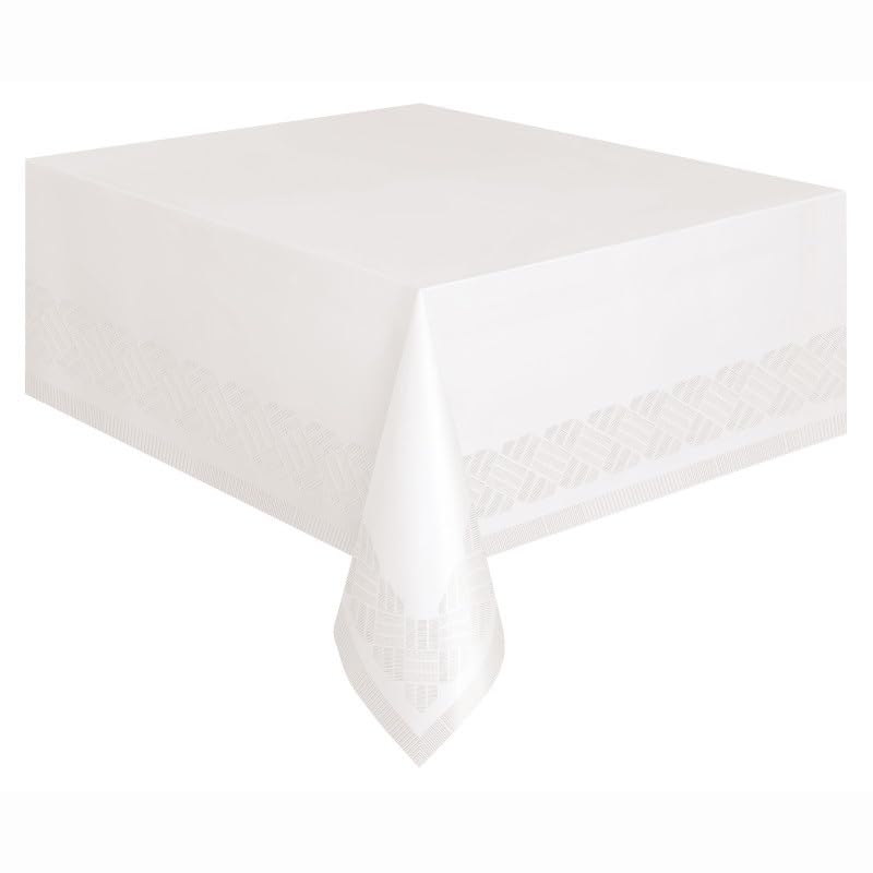 Stunning White Solid Rectangular Paper-Poly Table Cover (54"x108") - Premium, Elegant & Easy-to-Clean Tablecloth - Perfect For Parties & Events - Pack Of 1