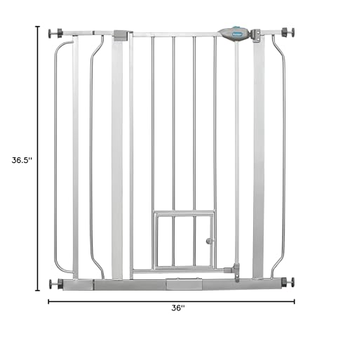 Carlson Extra Tall Walk Through Pet Gate with Small Pet Door, Includes 4-Inch Extension Kit, 4 Pack Pressure Mount Kit and 4 Pack Wall Mount Kit, Platinum, Gray