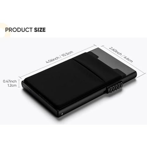 Lufanc RFID Ridge Wallet for Men – Slim Metal Card Holder – Minimalist Credit Card Holder – Men’s Thin Pocket Wallet – Smart&Small RFID Blocking Wallet – Mini Pop Up Card Case with Gift Box (Black)