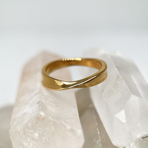 munone 3mm Twisted Pinky Promise Ring for Women Men,18k Gold Plated Titanium Cute Band Ring
