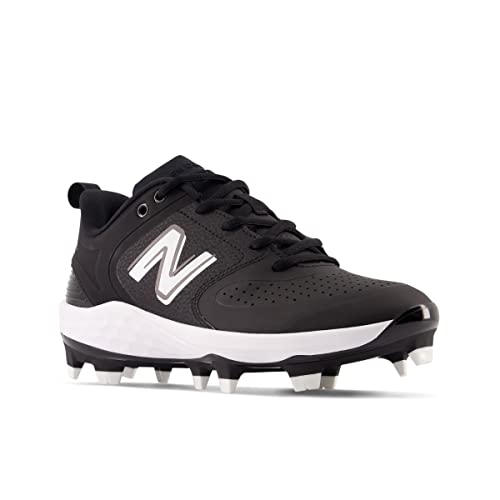 New Balance Women's Fresh Foam Velo V3 Molded Softball Shoe, Black/White Synthetic, 5