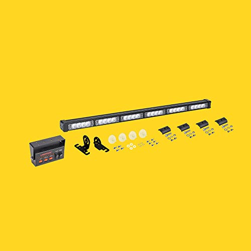 LAMPHUS SolarBlast 38" 32W Amber Green LED Traffic Advisor Light Bar with TA Controller Box - 12V Waterproof Emergency Safety Warning Lightbar Lights for Volunteer Firefighter Car Vehicle