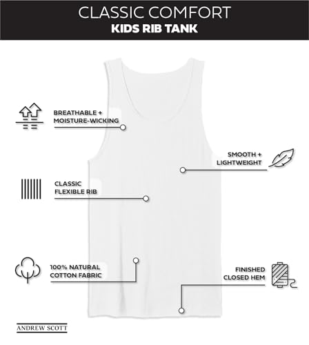 Andrew Scott Basics Boys' 12 Pack Color A-Shirt Sport Tank Top Undershirts (12 Pack - Black/Gray/Navy, X-Small)