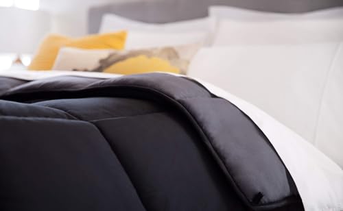 LINENSPA Reversible Down Alternative Comforter and Duvet Insert - All-Season Comforter - Box Stitched Comforter - Bedding for Kids, Teens, and Adults – Black/Graphite - California King