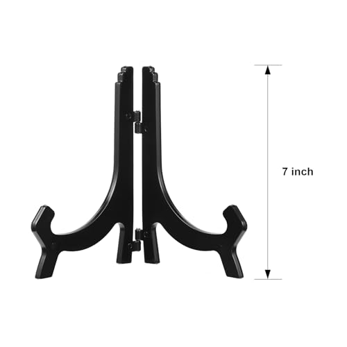 6 Pack 7 Inch Acrylic Easel Stand, Display Stand, Plate Stands for Display, Photo Holder Picture Frame Book Stand (Black)