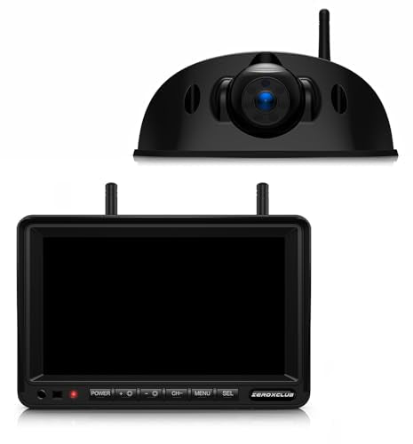 ZEROXCLUB 1080P 7" Wireless RV Backup Camera System, Compatible with Furrion Pre-Wired RV Truck Trailer, DVR Monitor & IR Night Vision Rear View Camera, IP69K Waterproof, Adjustable Parking lines, BW7