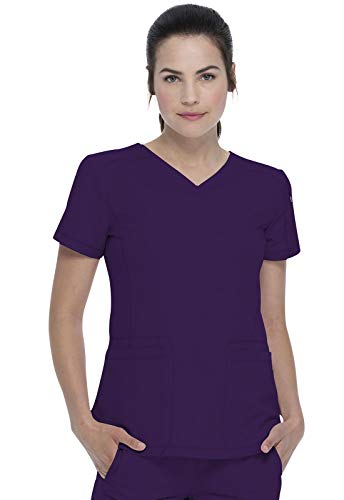 Dickies Dynamix Womens Tops, Athletic-Inspired V-Neck Scrub Top with Four-Way Stretch and Moisture Wicking DK730, XL, Olive