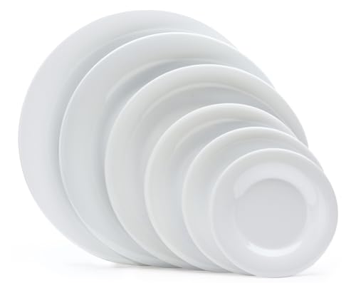 G.E.T. Enterprises WP-6-DW-EC 6.5" Wide Rim Plate, Diamond White, Large (Pack of 4)