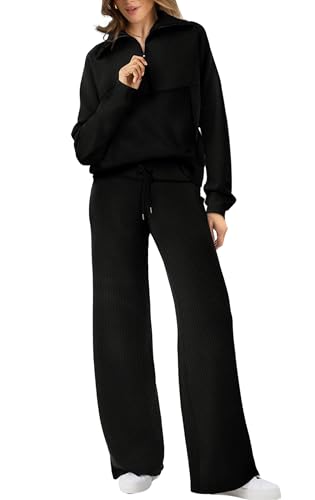 XIEERDUO Two Piece Sets for Women Fall Travel Outfits Long Sleeve Sweat Tracksuit Workout Sweatsuit Loose Loungewear Women's Winter Clothes L