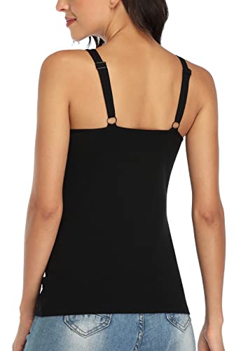 V FOR CITY Women Tank Top with Shelf Bra Adjustable Wide Strap Camisole Cotton Sleeveless Top Homewear M Magenta Purple
