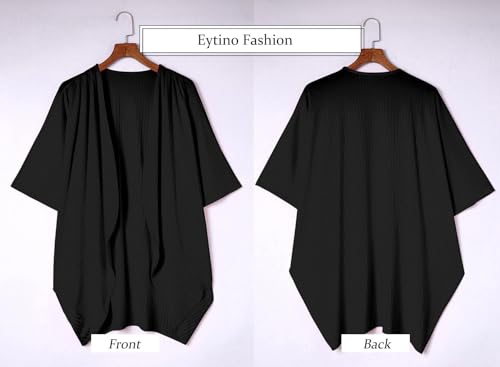 Eytino Womens Plus Size Kimono Cardigan Long Sleeve Ruched Cover Up Loose Casual Blouse Tops,5X Green