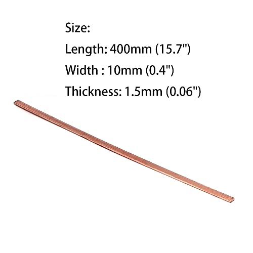 4PCS C110 Copper Flat Bar, 0.06" Thickness x 0.4" Width x 15.7" Length Copper Flat Bar Stock, 1.5mm x 10mm x 400mm Suitable for DIY Battery Connection, etc.