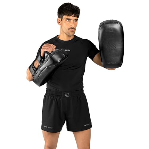 Sanabul Upgraded Battle Forged Kickboxing Muay Thai Pads 2pcs Muay Thai Striking Coaching Gear Martial Arts Training Kick Pads 1 Pair - Black