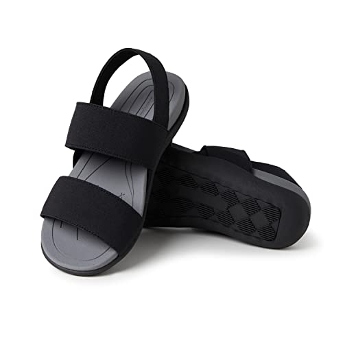 Dearfoams womens Original Comfort Sloane Backstrap Casual Open Toe Sandal, Black, 6 US
