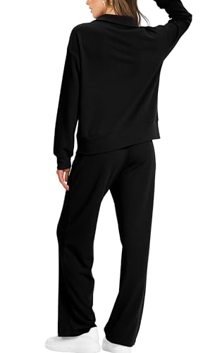 XIEERDUO Two Piece Sets for Women Fall Travel Outfits Long Sleeve Sweat Tracksuit Workout Sweatsuit Loose Loungewear Women's Winter Clothes L