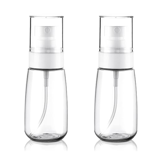 Fine Mist Travel Spray Bottle for Toiletries 2oz/60ml 2Pack Small Spray Bottle Travel Size Spray Bottles TSA Approved Leakproof Refillable Cosmetic Container for Hair Skincare Water Face Toner(2Clear)