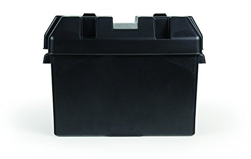 Camco Large Battery Box with Straps and Hardware - Group 27, 30, 31 |Safely Stores RV, Automotive, and Marine Batteries | Measures Inside 7-1/4" x 13-1/4" x 8-5/8" | (55373), Black
