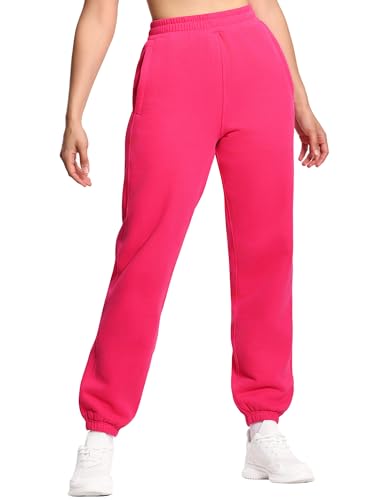 THE GYM PEOPLE Women's Fleece Sweatpants Warm Workout Joggers Pants with Pockets Black