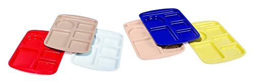 G.E.T. 6 Compartment School Cafeteria Tray, Left Handed, 10" x 15", French Blue (4 Pack)