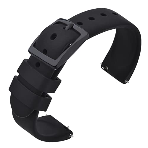 ANNEFIT Silicone Watch Bands, Quick Release Rubber Sport Strap 22mm with Classic Rose Gold Clasp (Dark Green)