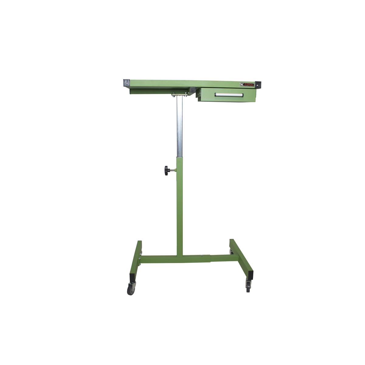 K Tool International 75108 Adjustable Tear Down Work Table with Drawer for Garages, Repair Shops, and DIY, Portable, (4) 2" Swivel Casters, 200 Pound Capacity, Rubber Corners, Heavy Duty Steel, Green