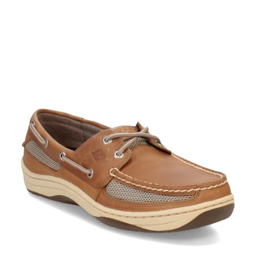 Sperry Men's, Tarpon 2-Eye Boat Shoes Linen 9 W Tan/Beige