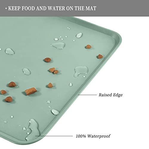 Reopet Waterproof Pet Feeding Mat with High Raised Edges, Heavier and Thicker Placemats for Cat Dog Water Bowl, BPA Free Silicone Feeding Mat, Dog Cat Feeding Mats for Food and Water Prevent Spill
