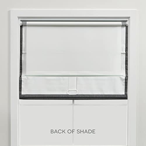 Exclusive Home Ricardo Total Blackout Roman Shade, 23"x64", Black